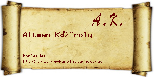 Altman Károly névjegykártya